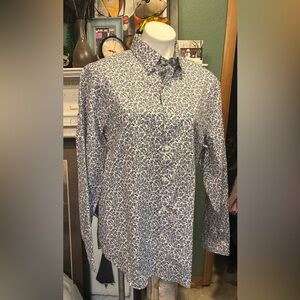 EXPRESS Men's Blue Floral Cotton Shirt-16-16.5 Slim Cut mint!